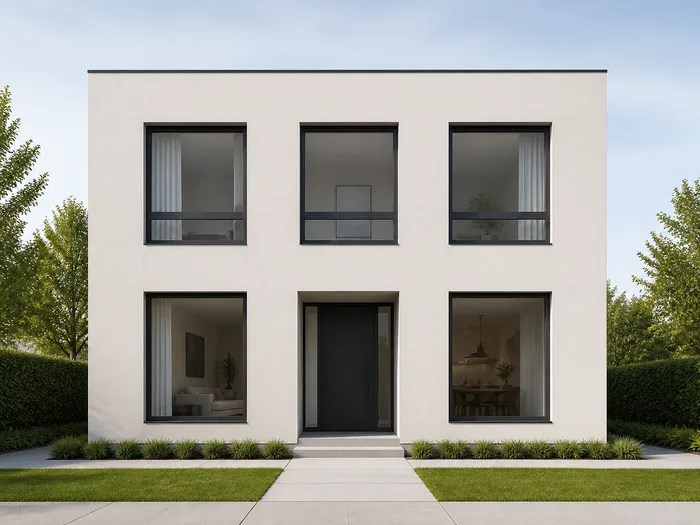 Two framed prints of the same house hung side by side, one loose and stylised, one matching the drawn proportions